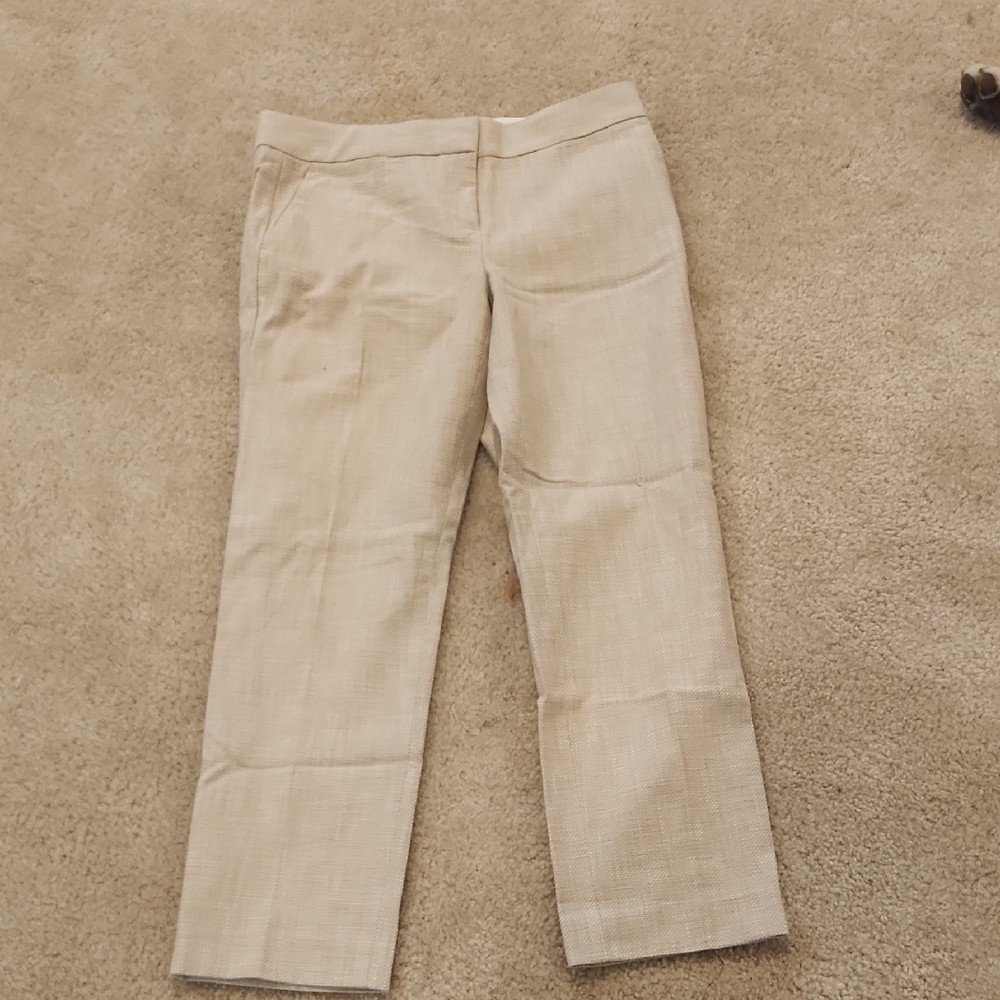Ann Taylor Cream Devin Fit Trousers